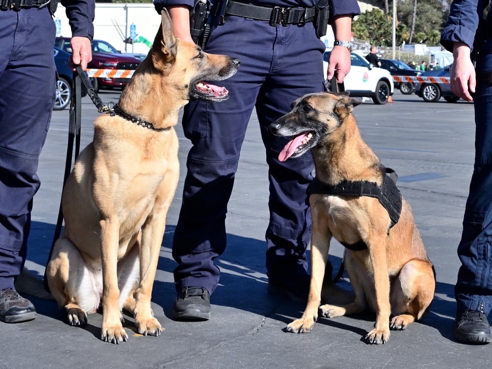 U.S. Coast Guard CEDT K-9s and Members support Rose Bowl Game security