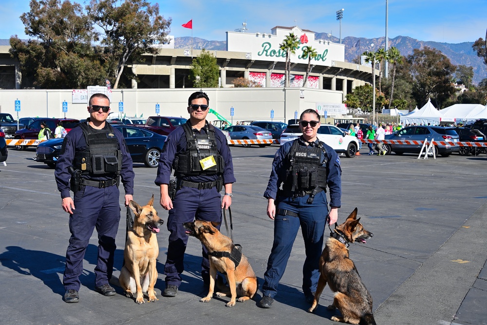 U.S. Coast Guard CEDT K-9s and Members support Rose Bowl Game security