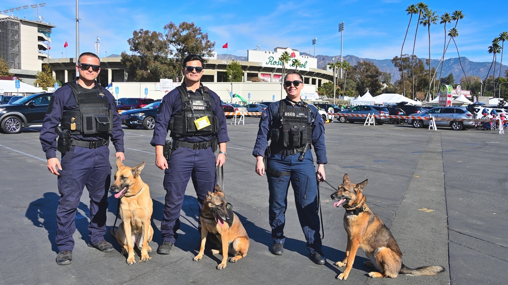 U.S. Coast Guard CEDT K-9s and Members support Rose Bowl Game security