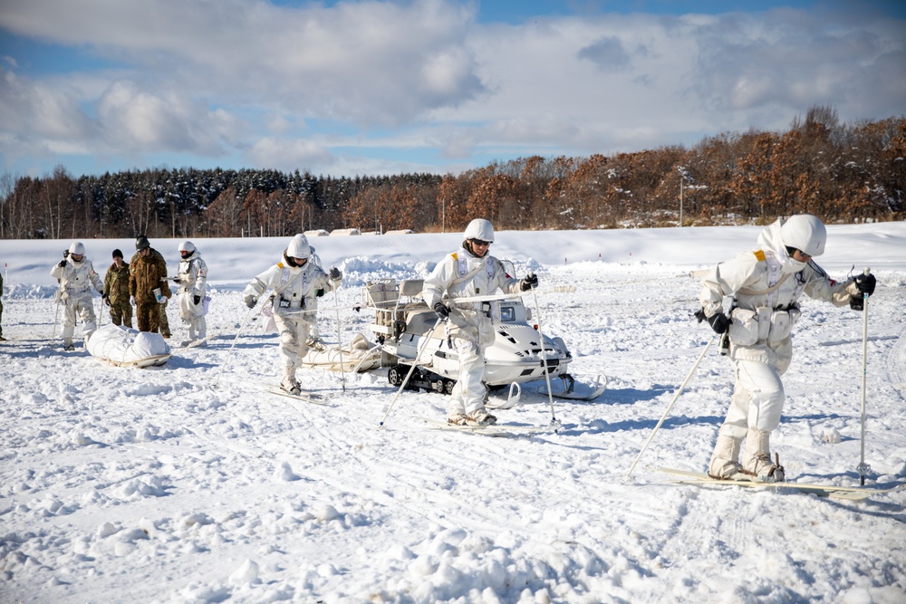 JGSDF Members Demonstrate a Medical Evacuation with an Ahkio Sled