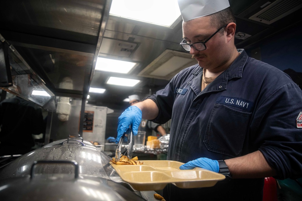 Wayne E. Meyer Sailors Prepare and Surve Lunch