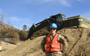 CA National Guard Engineers Prepare Sierra Madre Villa Debris Basin for Rain Overflow