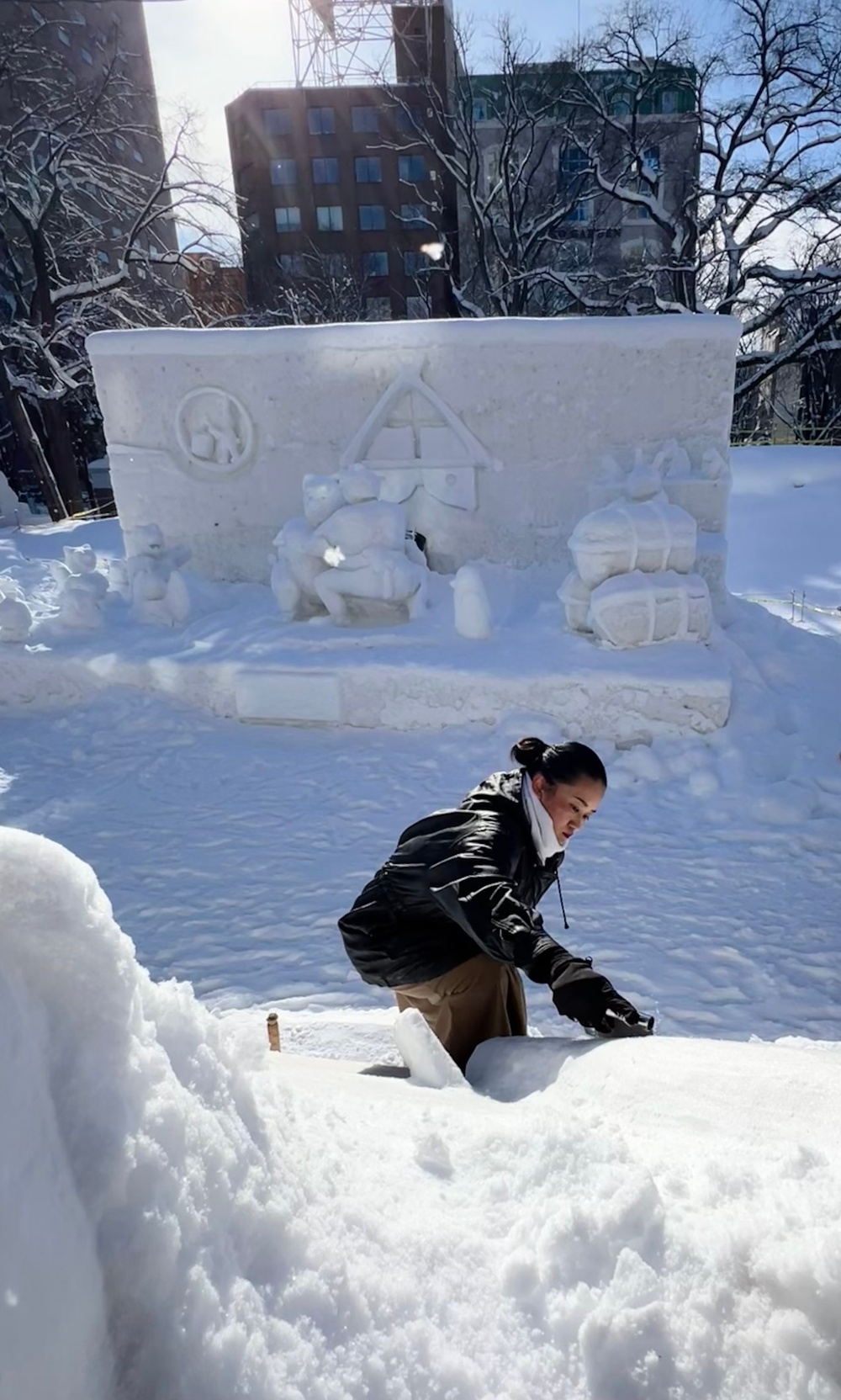 Sculpting an F-35C out of snow for Sapporo Snow Festival 2025