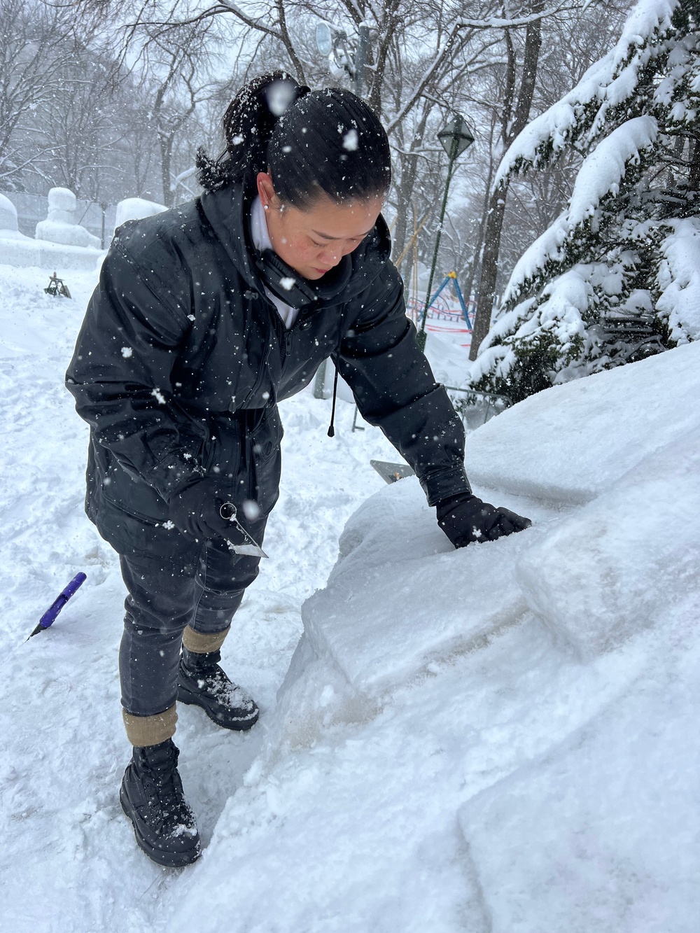 Sculpting an F-35C out of snow for Sapporo Snow Festival 2025