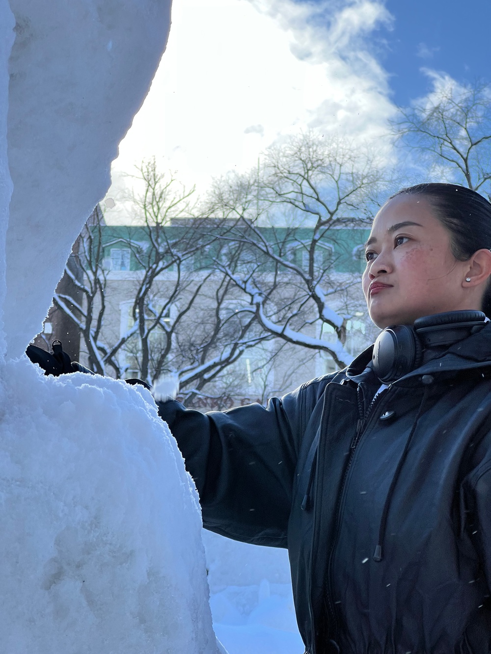 Sculpting an F-35C out of snow for Sapporo Snow Festival 2025