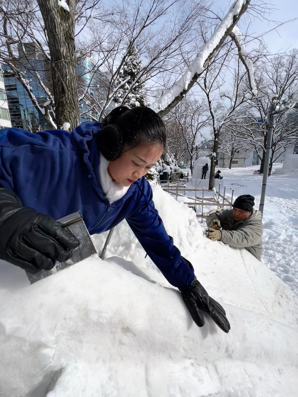 Sculpting an F-35C out of snow for Sapporo Snow Festival 2025