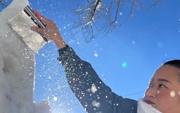 Sculpting an F-35C out of snow for Sapporo Snow Festival 2025