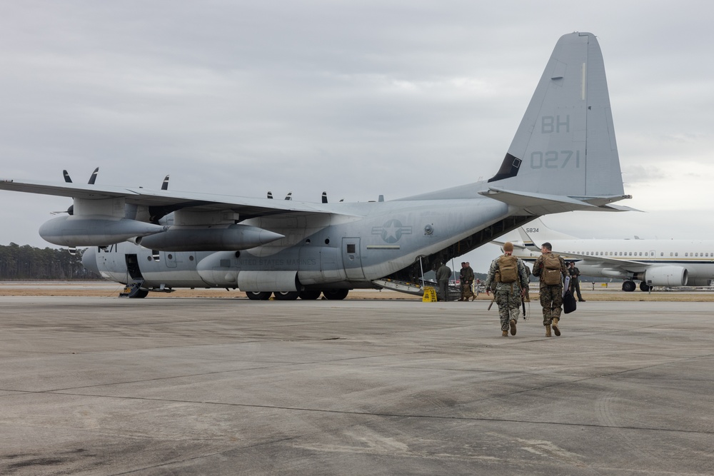 U.S. Marines with 2nd Marine Division depart for Naval Station Guantanamo Bay