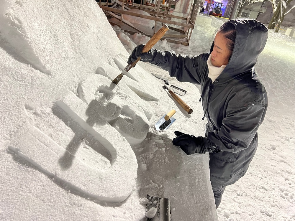 Sculpting an F-35C out of snow for Sapporo Snow Festival 2025