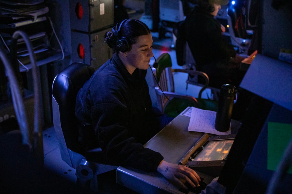 Wayne E. Mayer Sailors Stand Watch in the Combat Information Center