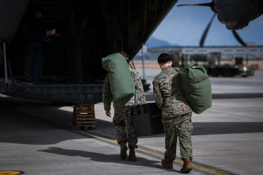 U.S. Marines, Airmen transport cargo to Guam