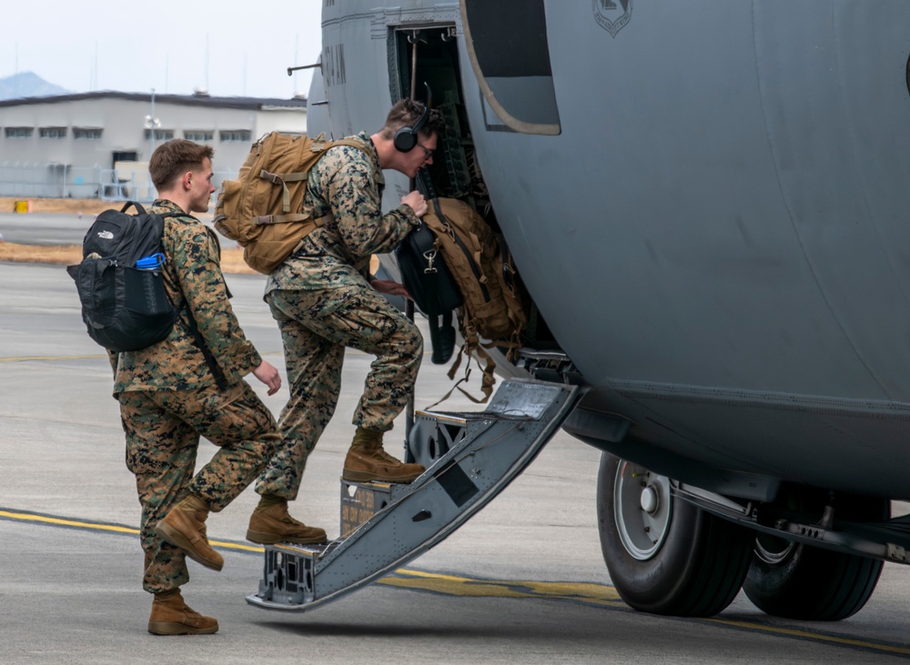 U.S. Marines, Airmen transport cargo to Guam