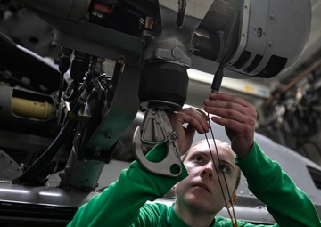 Battle Cats Conduct Maintenance on Helicopter