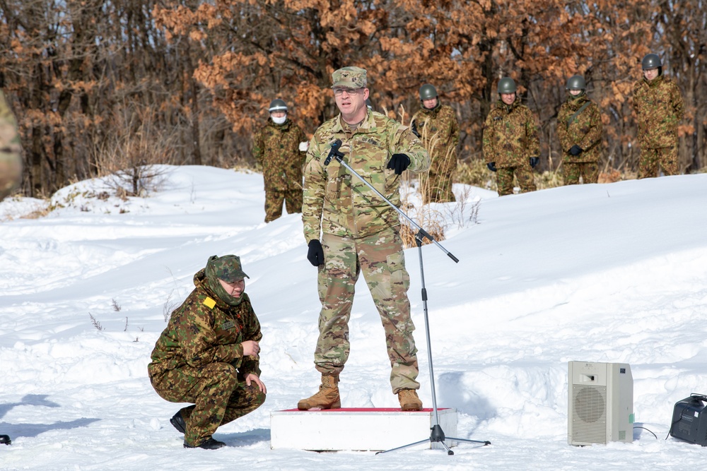 U.S. Army Japan Chief of Operations Address 1-5 Infantry Soldiers and JGSDF Members a Hokudai-En Training Area