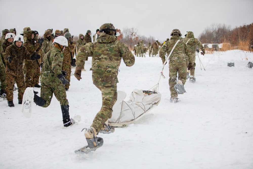 1-5 Infantry Soldiers and JGSDF Members Participate in a Snowshoe Race at Hokudai-En Training Area