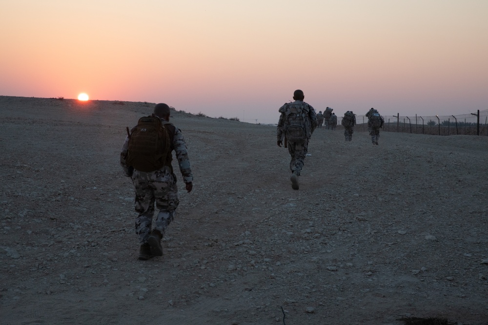 Best Warrior competitors complete a 15km ruck march