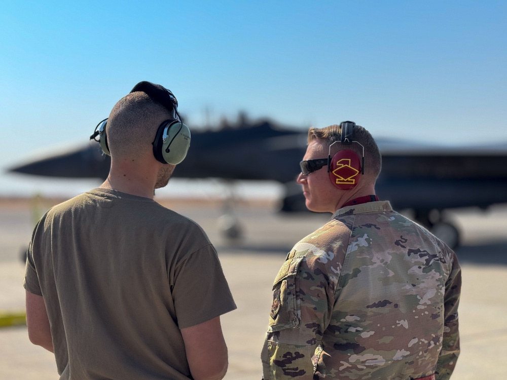 F-15E Strike Eagles conduct integrated combat turn during Operation Agile Spartan