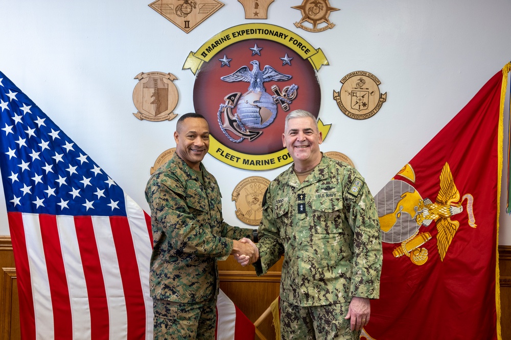 Rear Adm. Gregory N. Todd, Chief of Chaplains Visits II MEF Commanding General