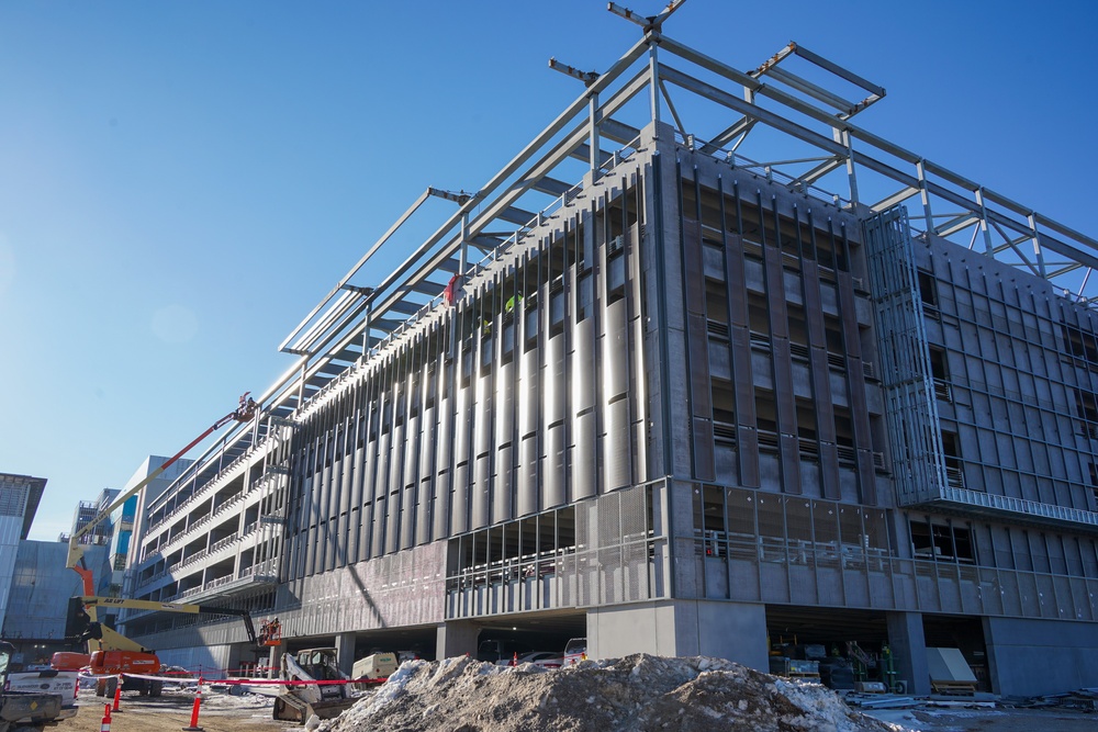 Construction work continues on the site of the Louisville VA Medical Center Jan. 29, 2025