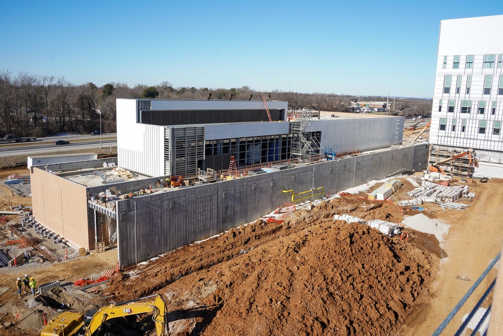 Construction work continues on the site of the Louisville VA Medical Center Jan. 29, 2025