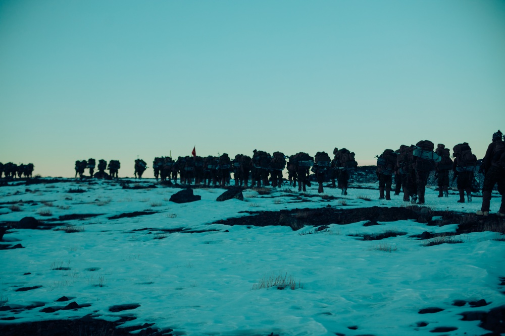 3rd Bn., 5th Marines hikes during MTX 1-25
