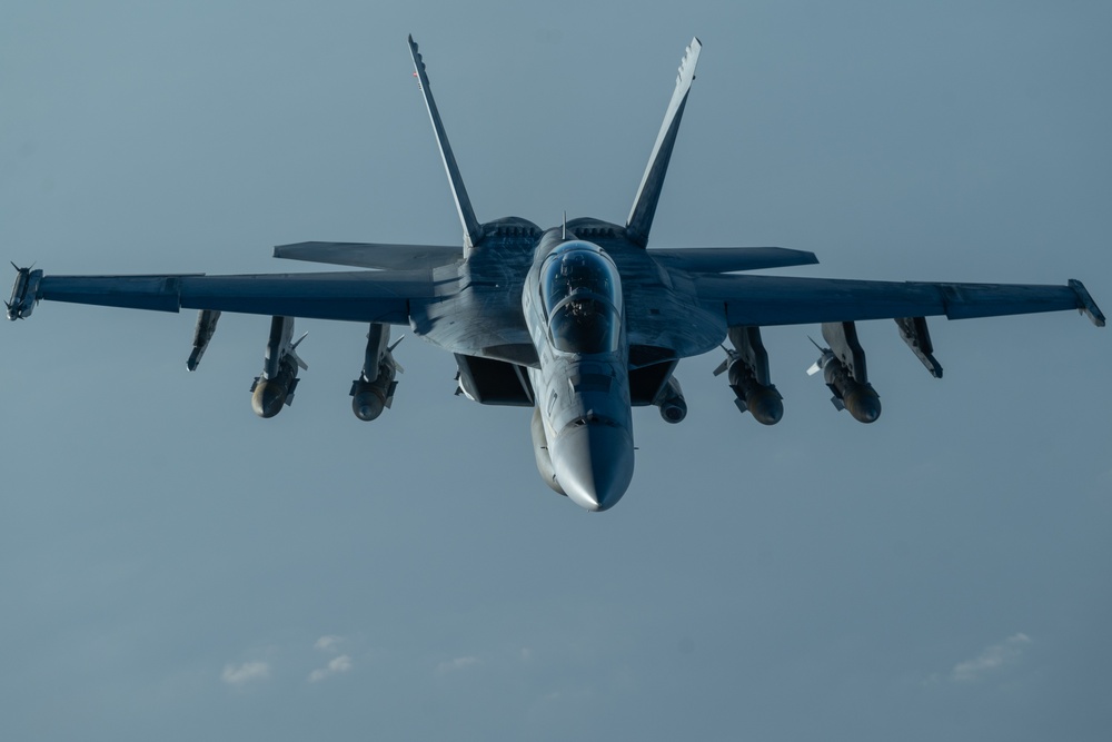 U.S. Navy F/A-18 Super Hornets conduct operations in the CENTCOM AOR