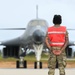 B-1B Lancers assigned to the 34th Expeditionary Bomb Squadron conduct a training mission in support of Bomber Task Force 25-1
