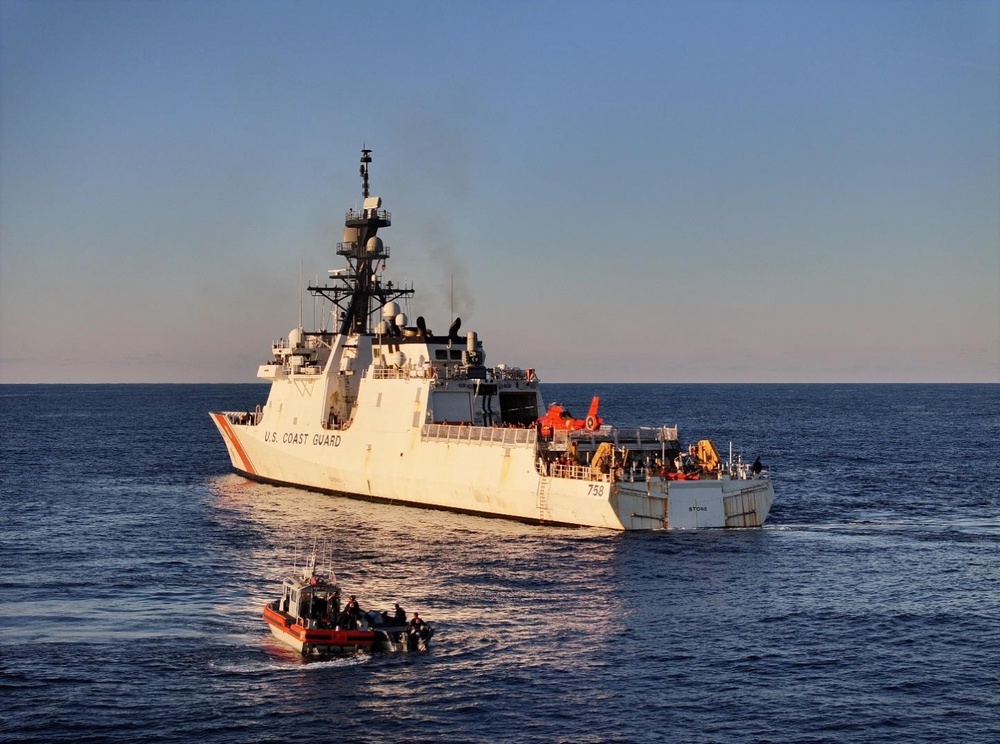 Coast Guard Cutter Stone intercepts a drug trafficking vessel in the Eastern Pacific Ocean