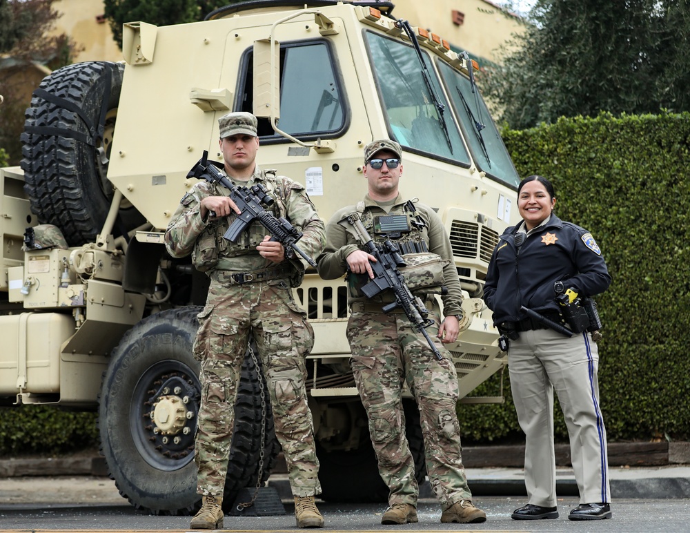 Cal Guard Soldiers manage traffic control points for LA County Wildfires in Altadena