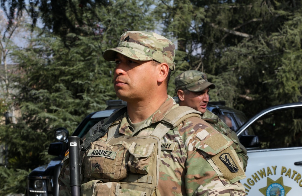 Cal Guard Soldiers manage traffic control points for LA County Wildfires in Altadena