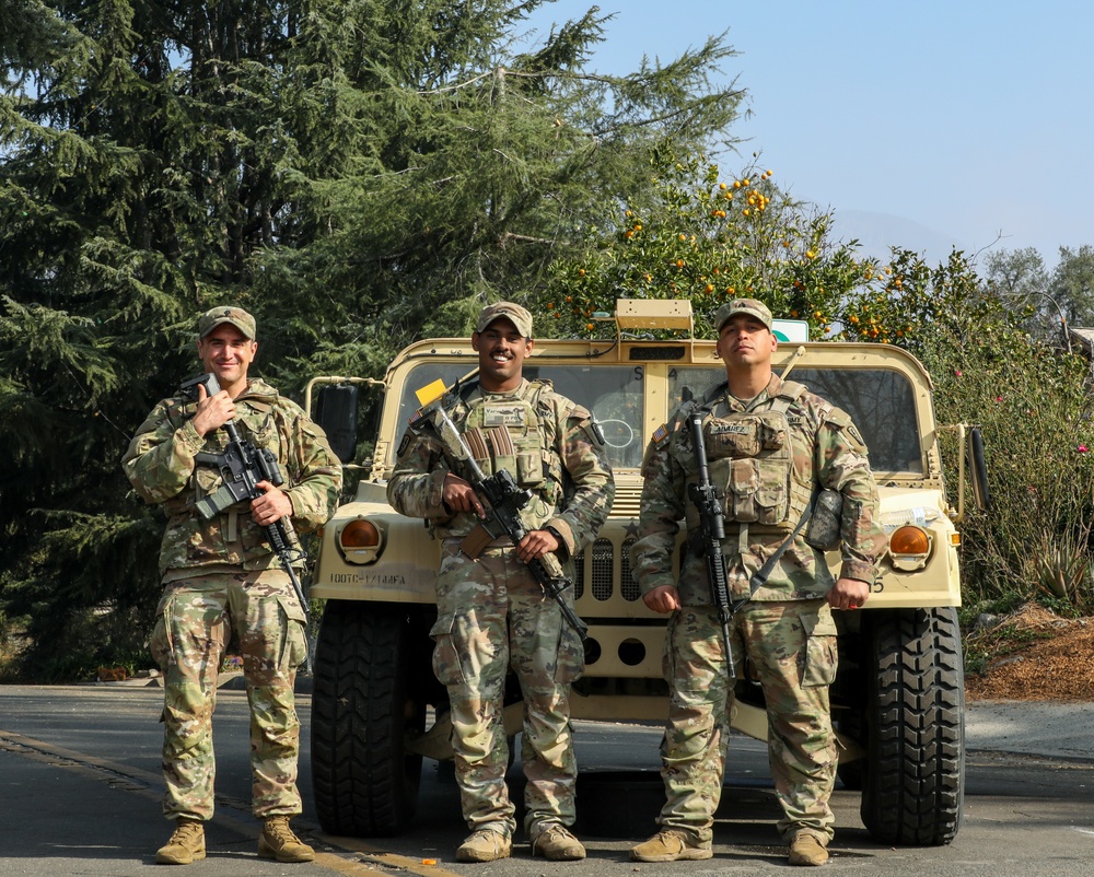 Cal Guard Soldiers manage traffic control points for LA County Wildfires in Altadena