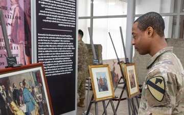 A Soldier observes oil Paintings at the Romanian National History Museum