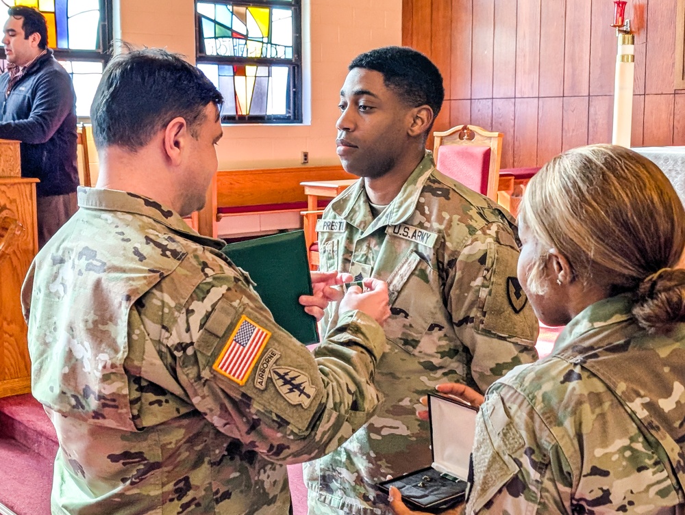 Army Commendation Medal Awarded to Sgt. Edward Preston for Exceptional Service