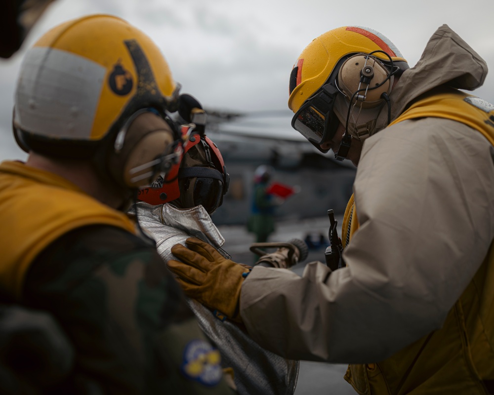 USS Gerald R. Ford (CVN 78) conducts general quarters drill