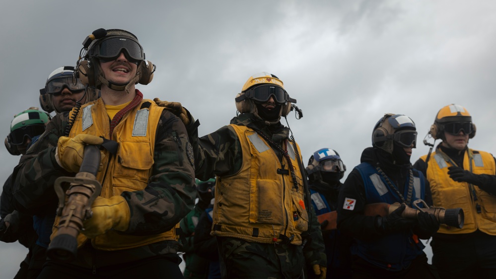 USS Gerald R. Ford (CVN 78) conducts general quarters drill