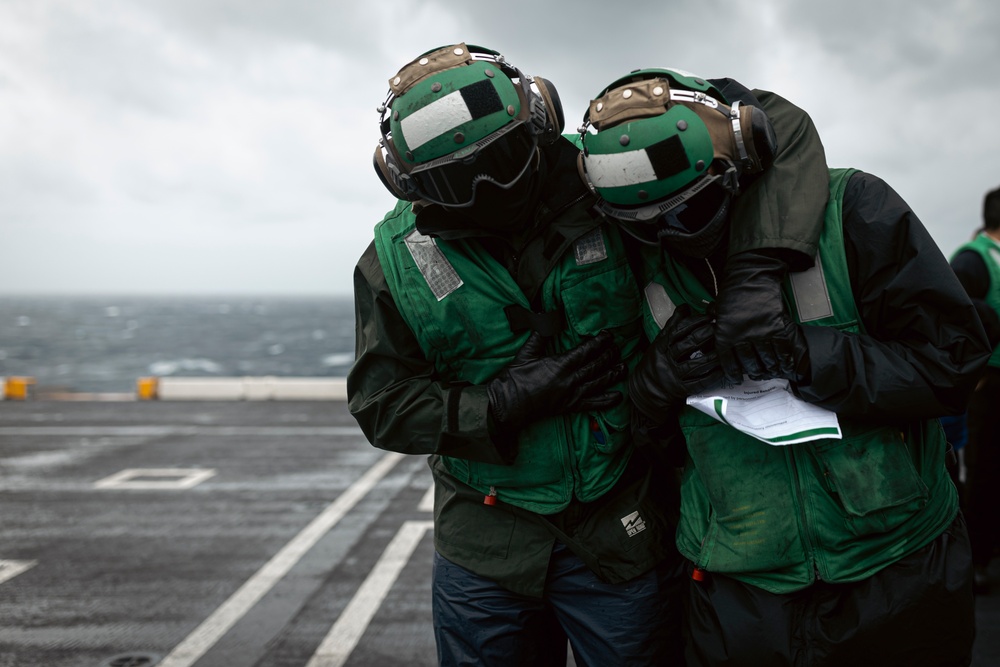 USS Gerald R. Ford (CVN 78) conducts general quarters drill