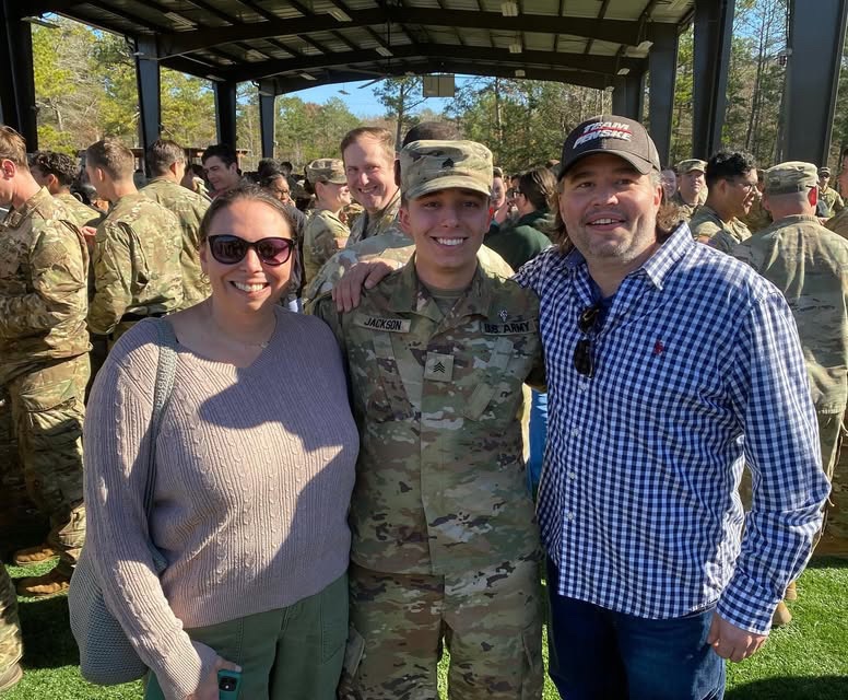 Sgt. Jackson and parents after EFMB ceremony