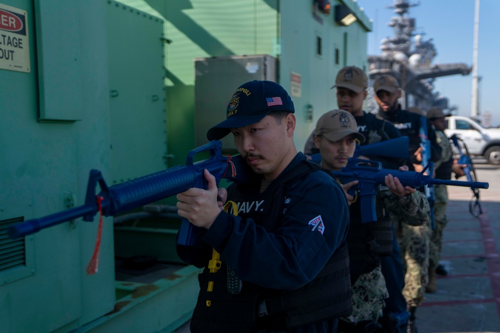 USS Tripoli Sailors Practice Force Protection
