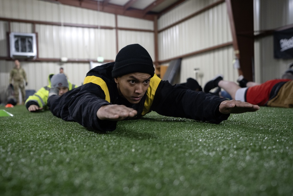 AKARNG infantry PT during drill at Juneau