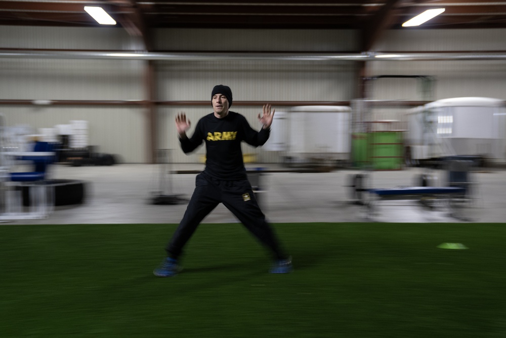 AKARNG infantry PT during drill at Juneau