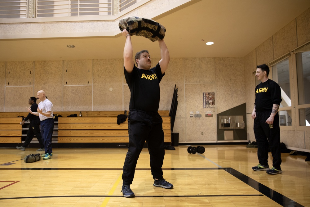 AKARNG infantry PT during drill at Juneau