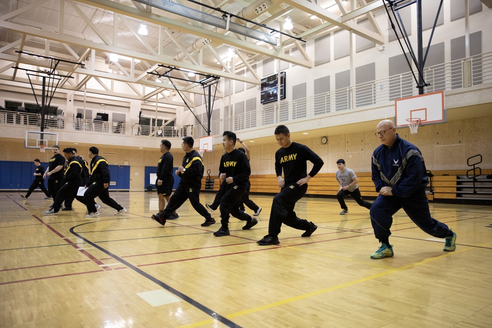 AKARNG infantry PT during drill at Juneau