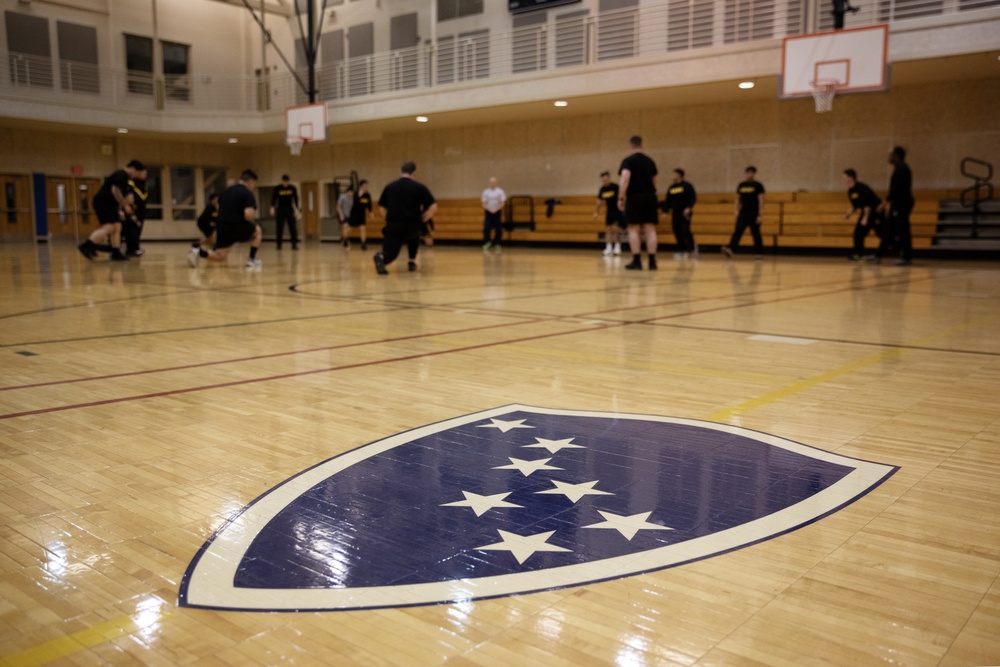 AKARNG infantry PT during drill at Juneau