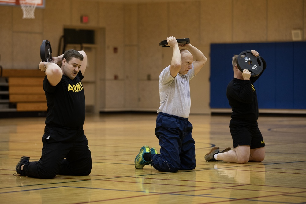 AKARNG infantry PT during drill at Juneau