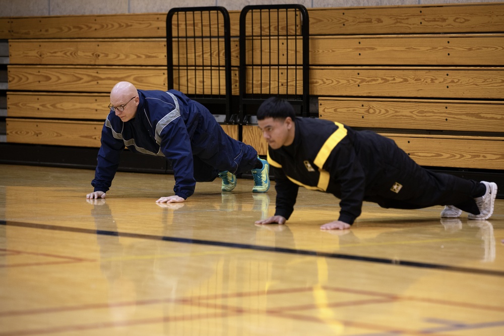 AKARNG infantry PT during drill at Juneau