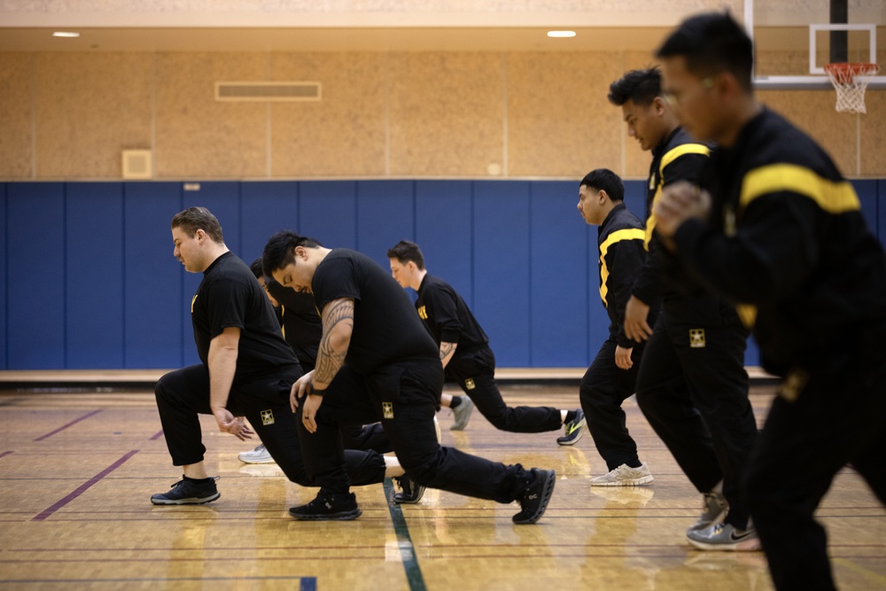 AKARNG infantry PT during drill at Juneau