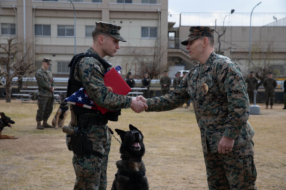 PMO Military canine retirement at MCAS Iwakuni