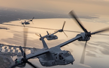 U.S. Marines conduct a rehearsal flight over New Orleans for Super Bowl LIX