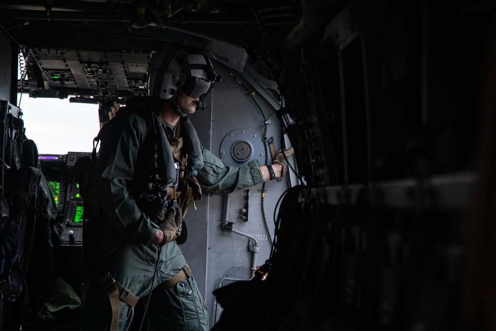 U.S. Marines conduct a rehearsal flight over New Orleans for Super Bowl LIX