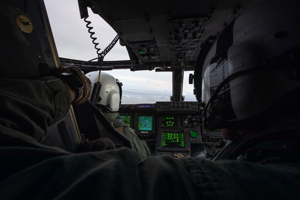 U.S. Marines conduct a rehearsal flight over New Orleans for Super Bowl LIX